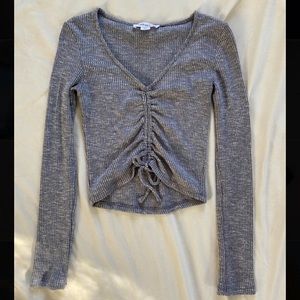 grey ruched long sleeve top